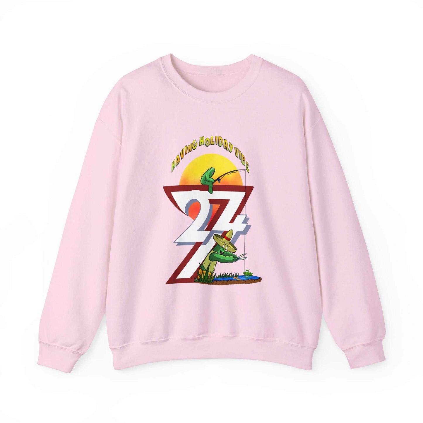 Unique Design Leonando and Littleando Fishing Heavy Blend™ Crewneck Sweatshirt light pink