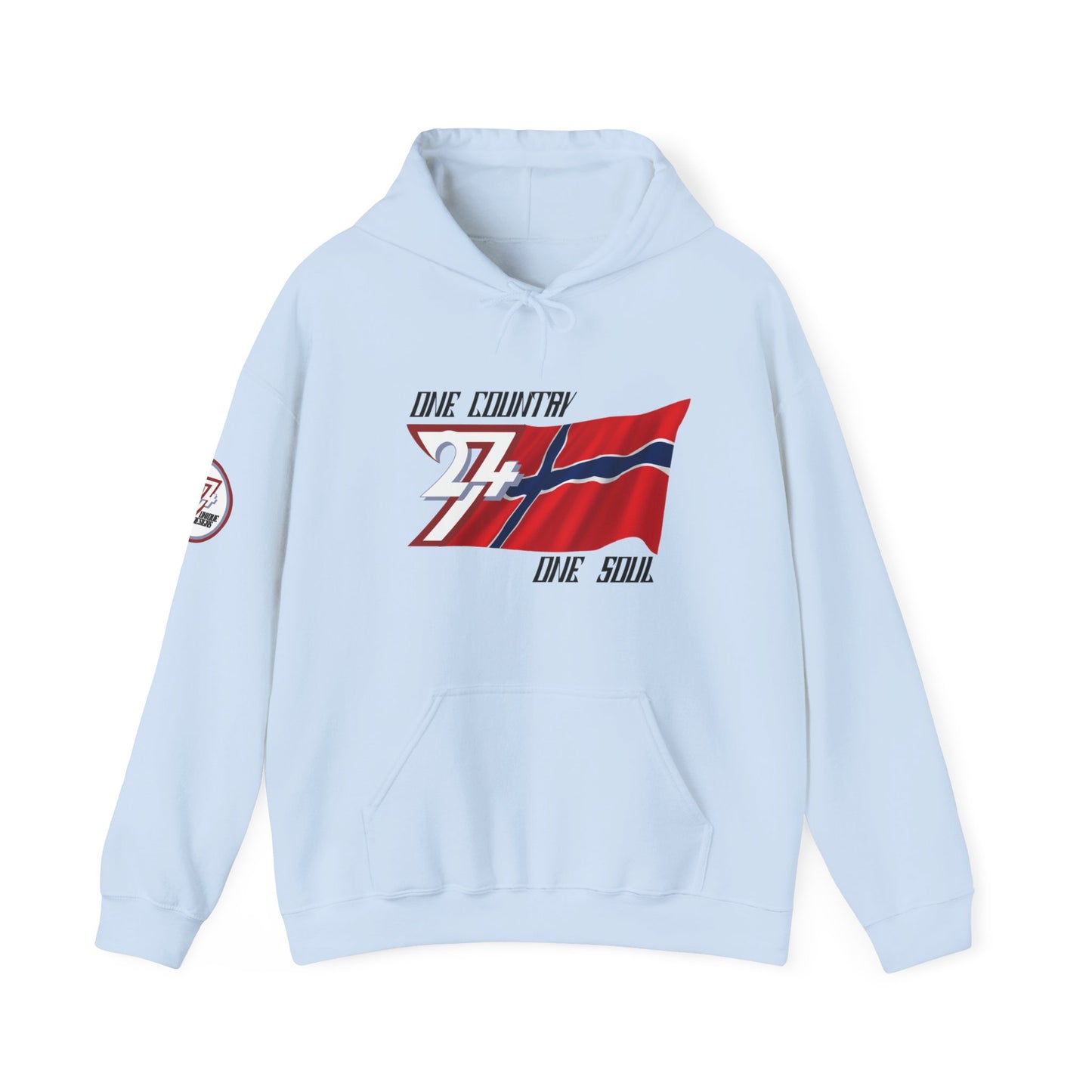 Unique Design 24/7 Norway Flag Printed Unisex custom Hoodie light blue