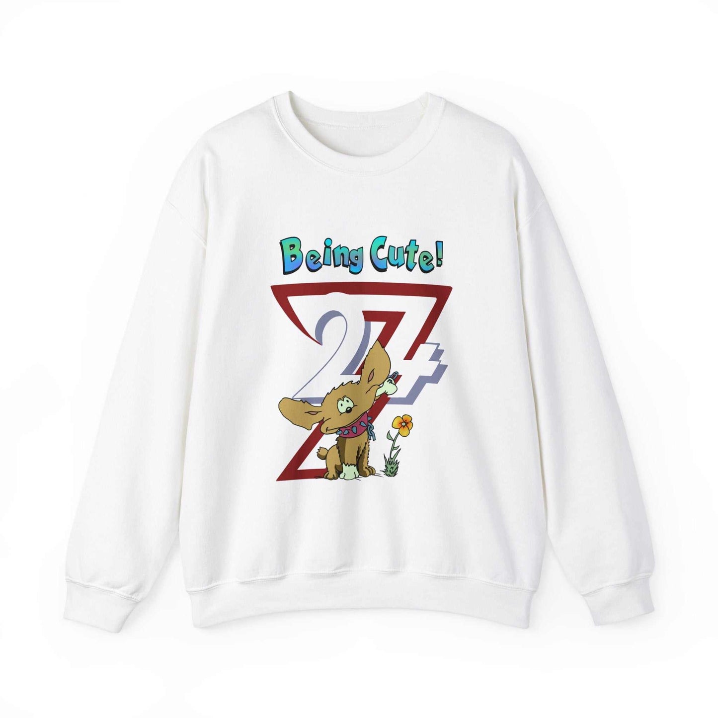 Unique Design Being Cute Doggy Heavy Blend™ Crewneck Sweatshirt white