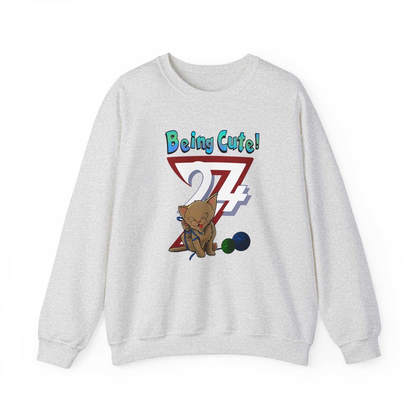 Unique Design Being Cute Kitty Heavy Blend™ Crewneck Sweatshirt ash