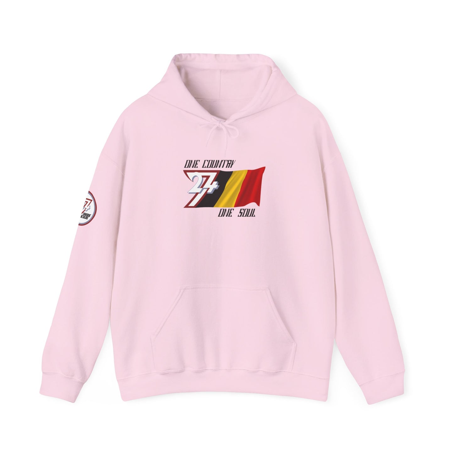Unique Design 24/7 Belgium Flag Printed Unisex custom Hoodie light pink