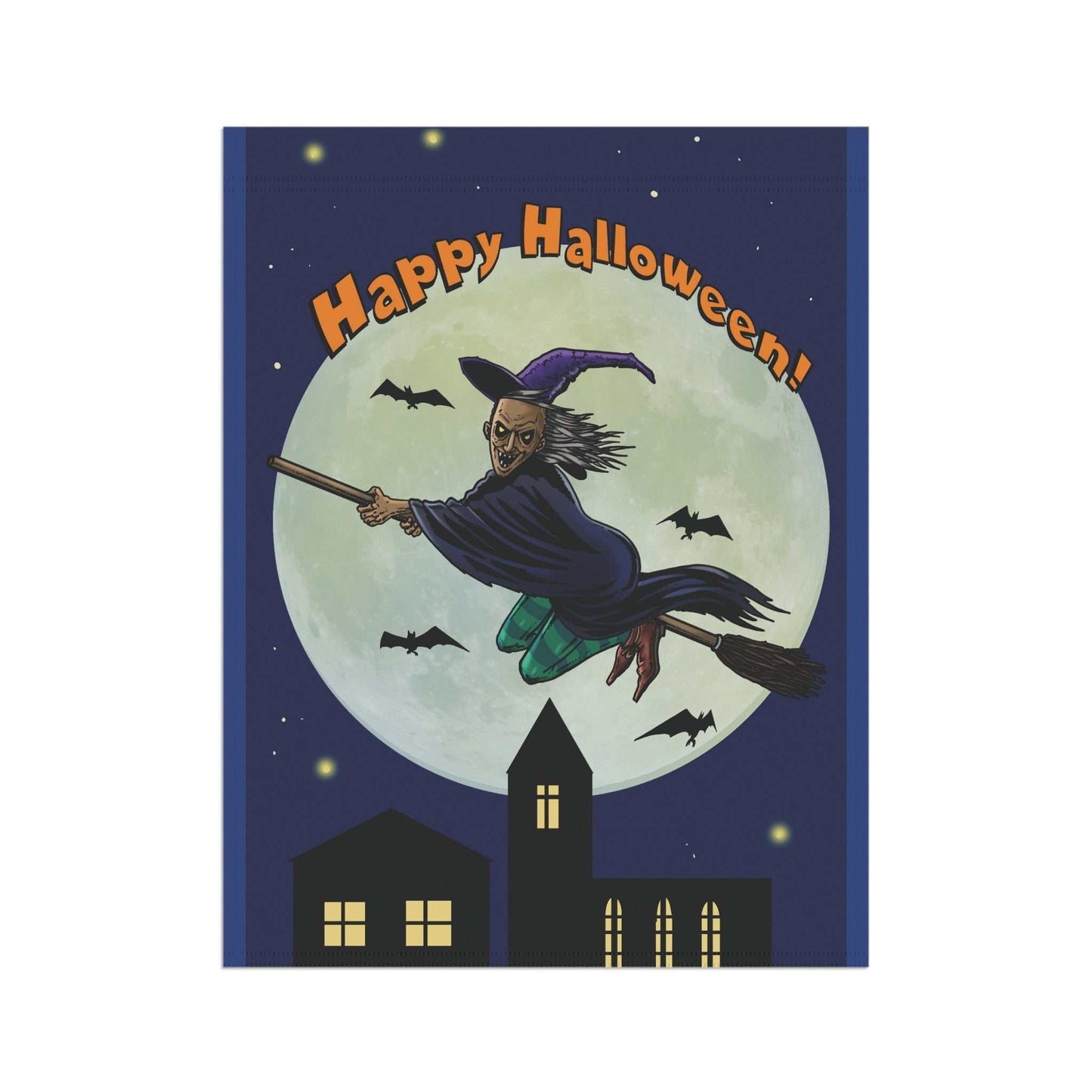 Halloween Witch Decoration: Spooky Witch House Banner front and back