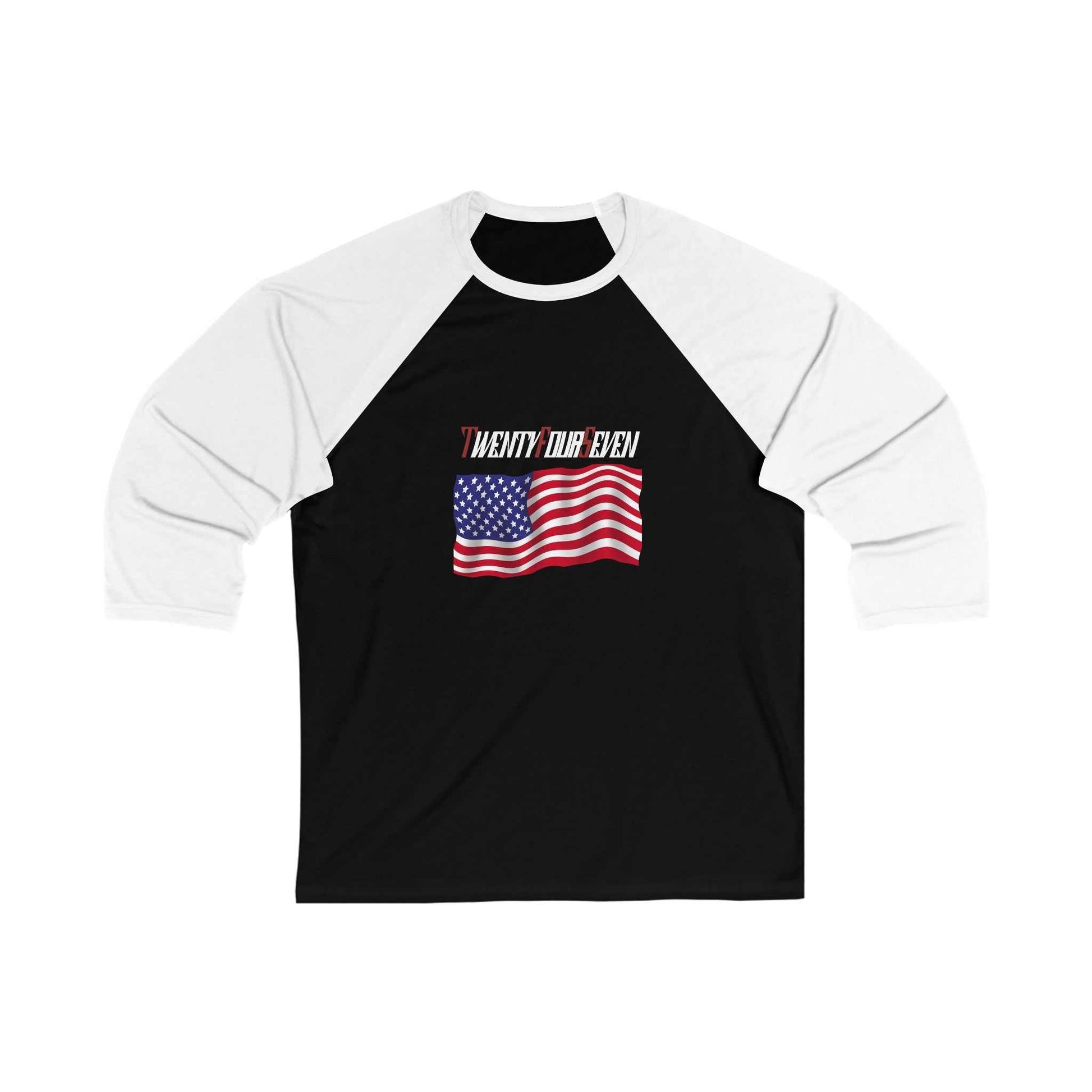Unique Design American Flag 3\4 Sleeve Baseball Tee