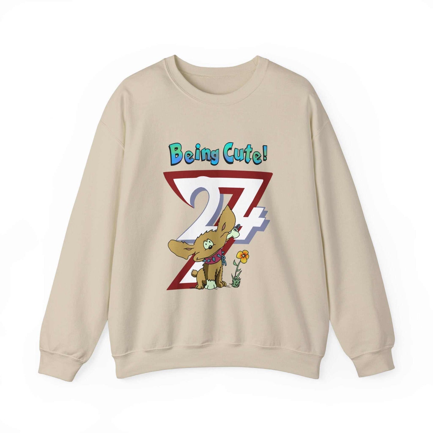 Unique Design Being Cute Doggy Heavy Blend™ Crewneck Sweatshirt sand