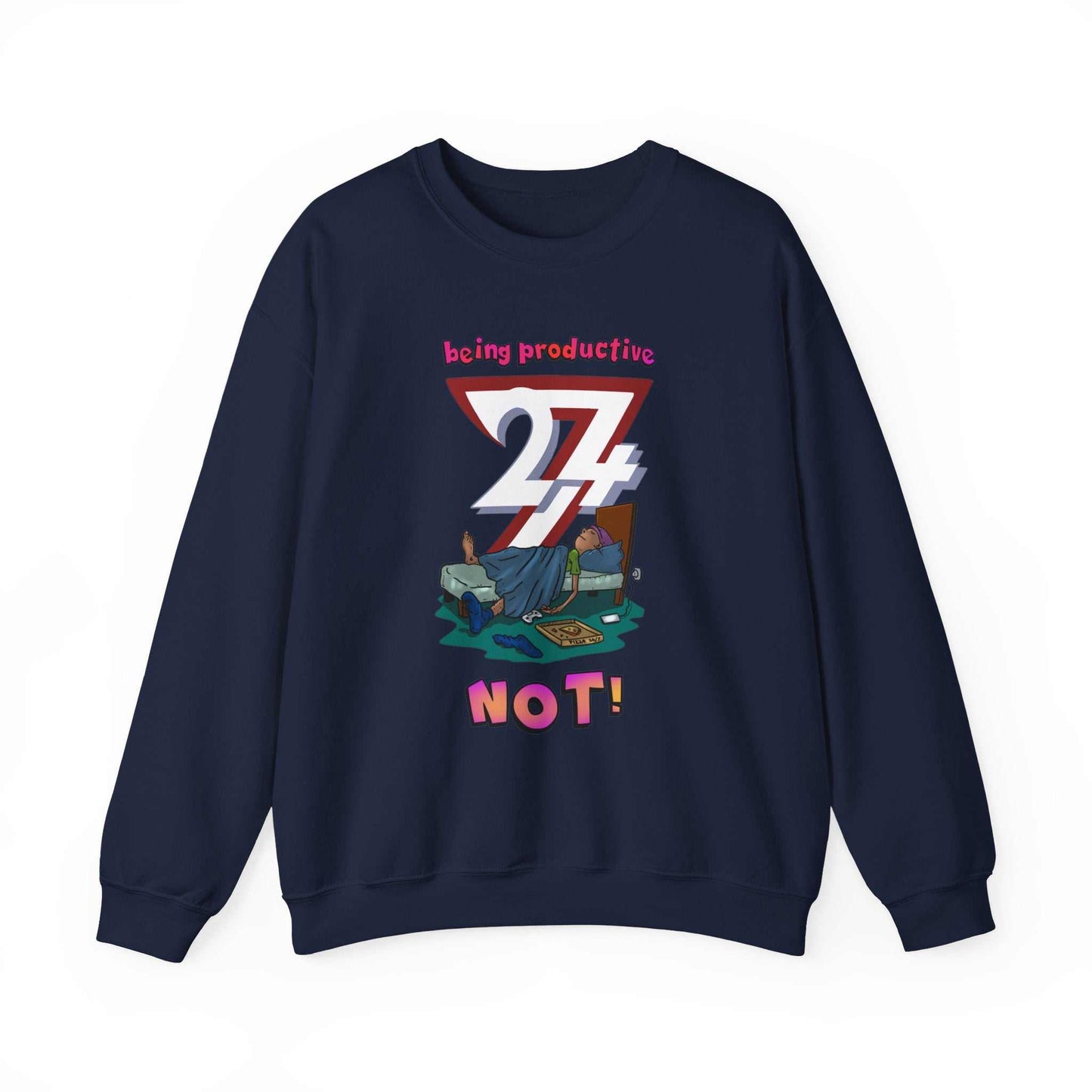 Unique Design Lazy Person Heavy Blend™ Crewneck Sweatshirt navy