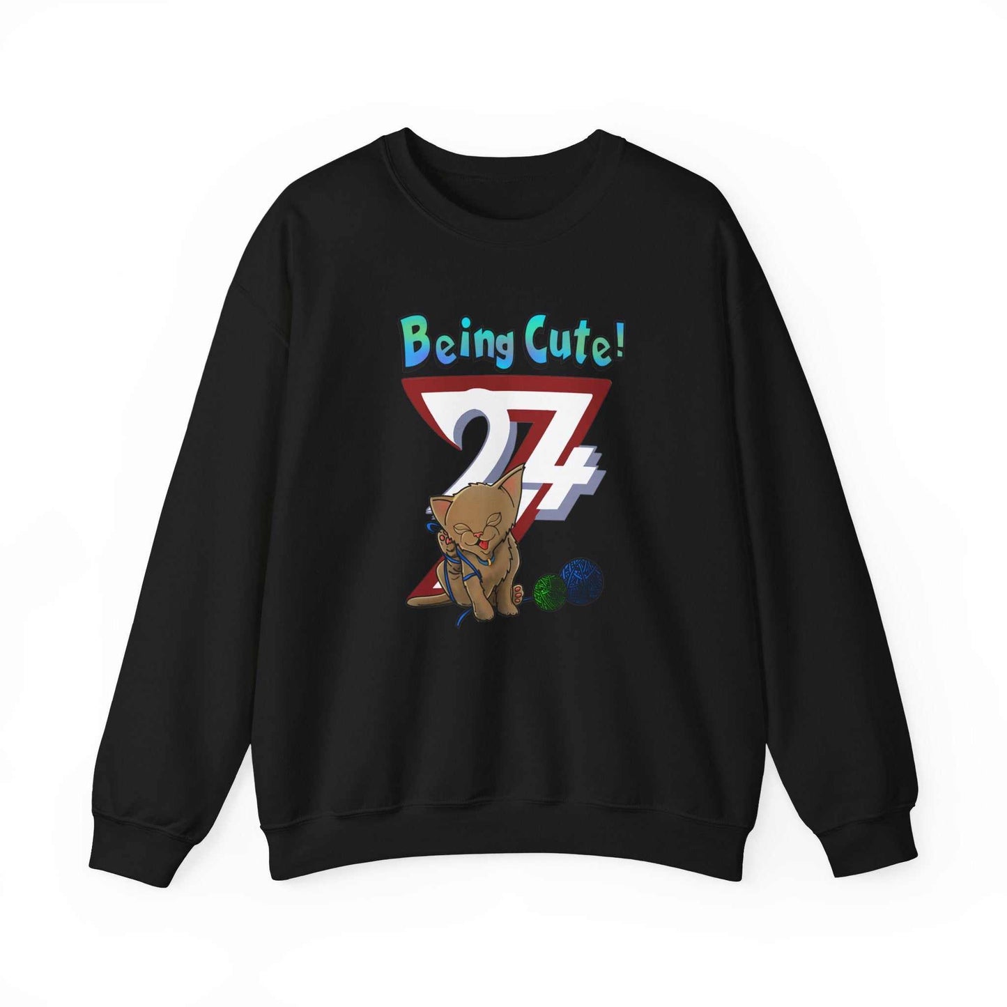 Unique Design Being Cute Kitty Heavy Blend™ Crewneck Sweatshirt black