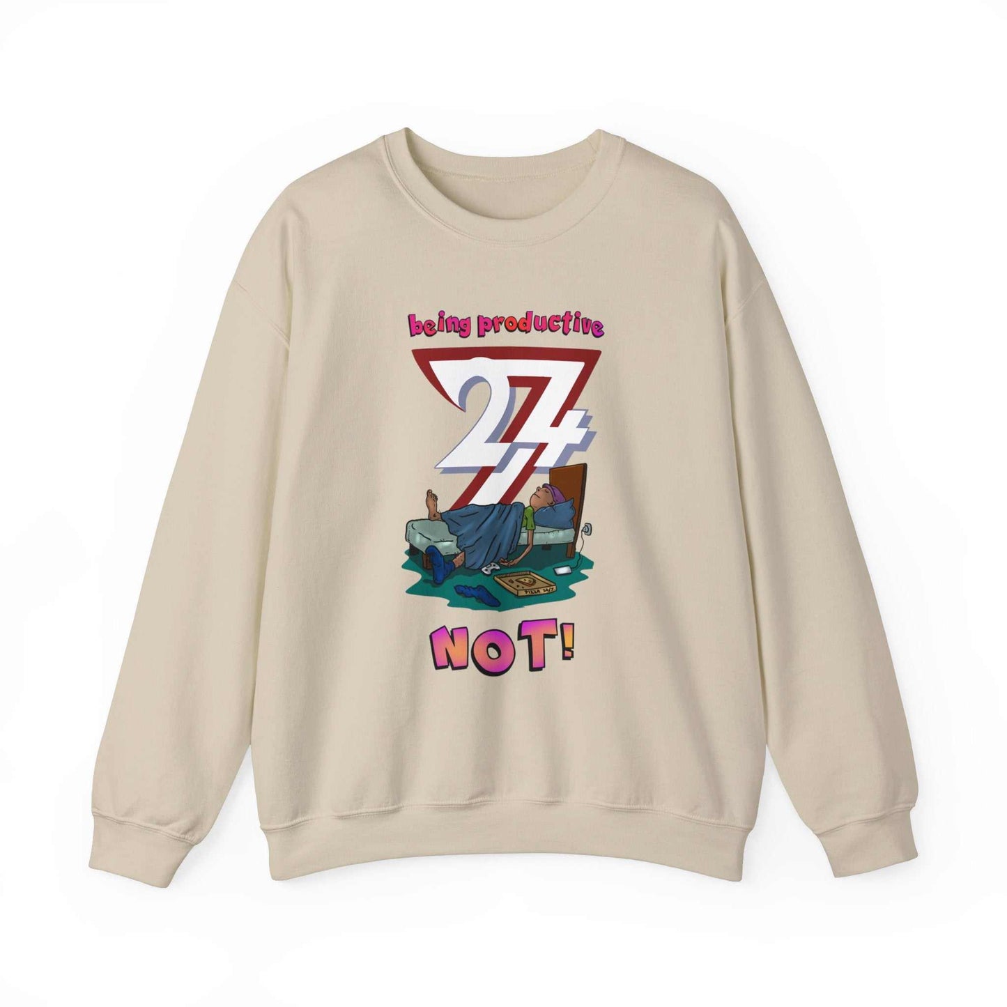 Unique Design Lazy Person Heavy Blend™ Crewneck Sweatshirt sand