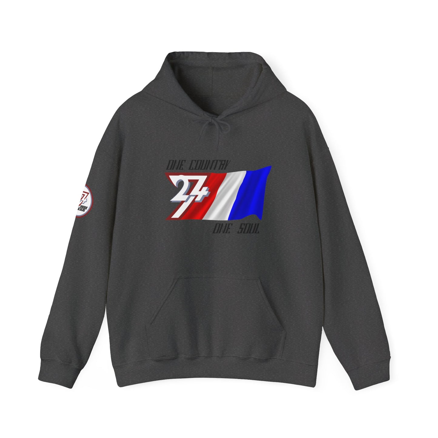 Unique Design 24/7 France Flag Printed Unisex custom Hoodie dark heather