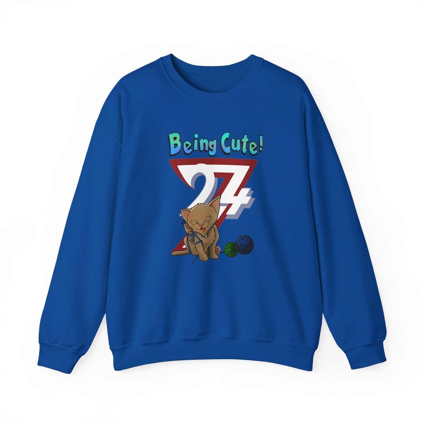 Unique Design Being Cute Kitty Heavy Blend™ Crewneck Sweatshirt royal