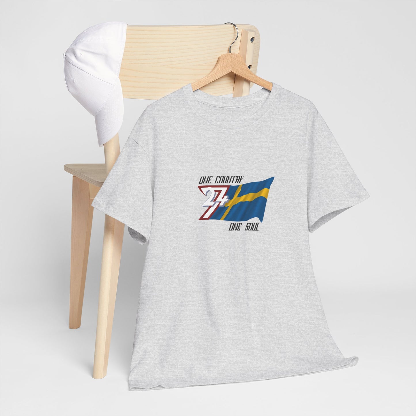 Unique Design 24/7 Sweden Flag Printed Unisex custom T-shirt ash