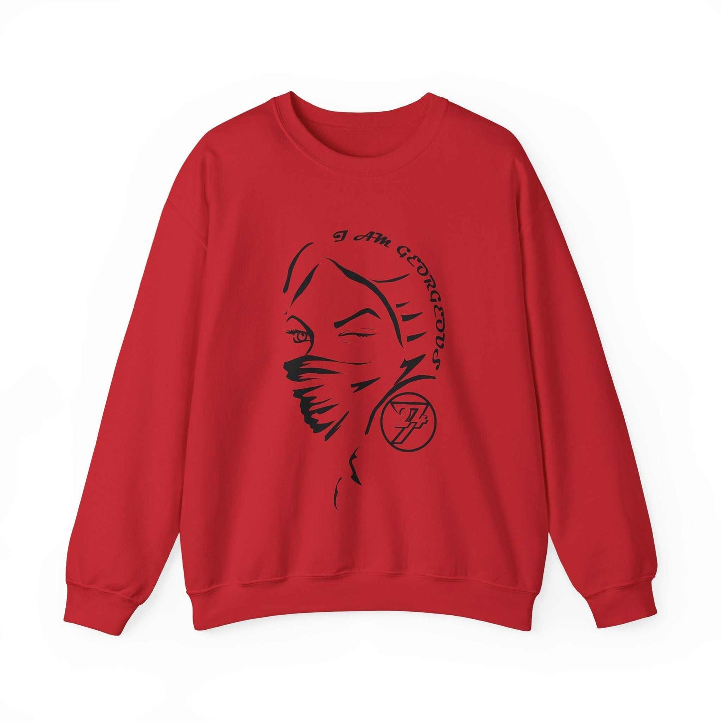 Unique Design Gorgeous Woman Heavy Blend™ Crewneck Sweatshirt red