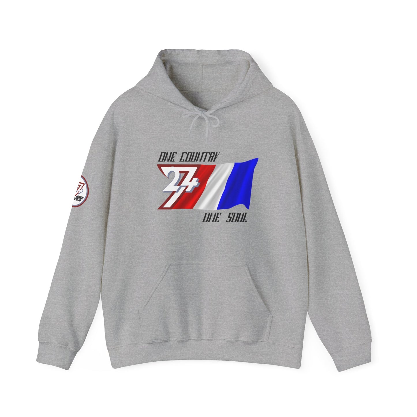 Unique Design 24/7 France Flag Printed Unisex custom Hoodie sport grey