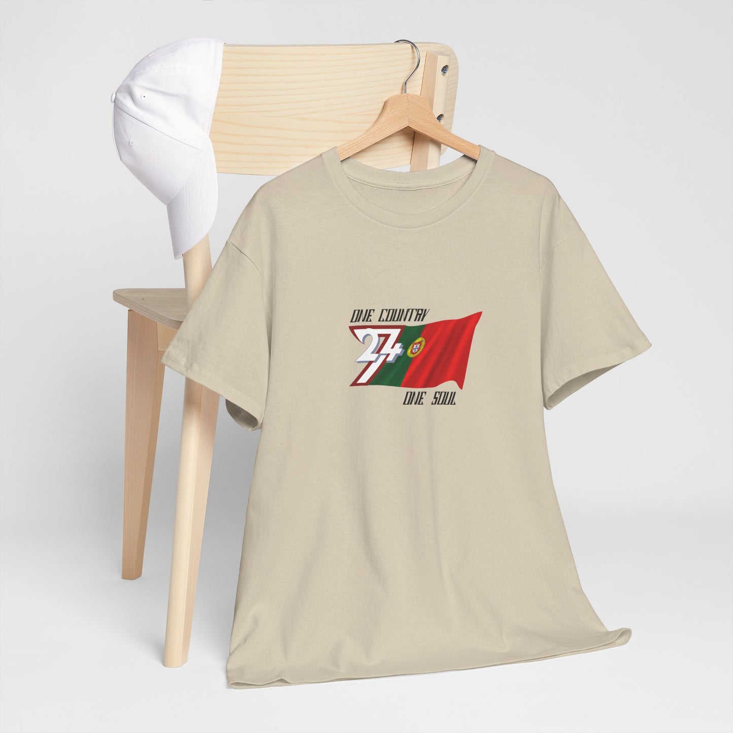 Unique Design 24/7 Portugal Flag Printed Unisex custom T-shirt sand