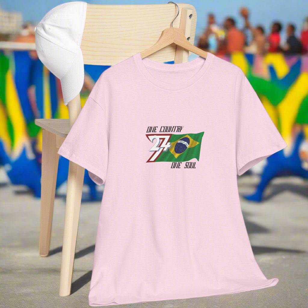 Brazil T-shirt Brazil flag tee brazilian tshirt by 24/7 Unique Designs light pink