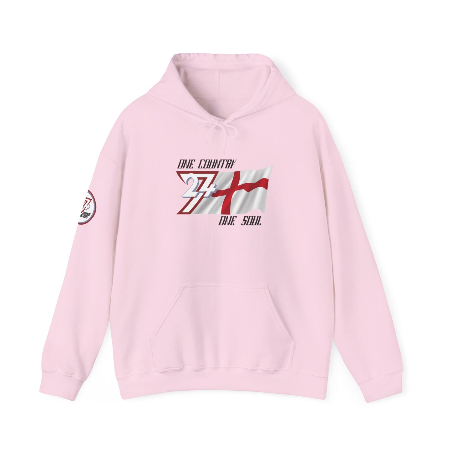 Unique Design 24/7 England Flag Printed Unisex custom Hoodie light pink