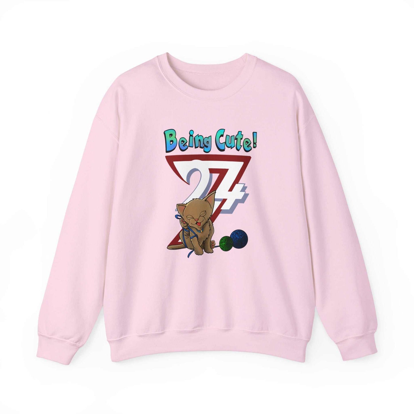 Unique Design Being Cute Kitty Heavy Blend™ Crewneck Sweatshirt light pink
