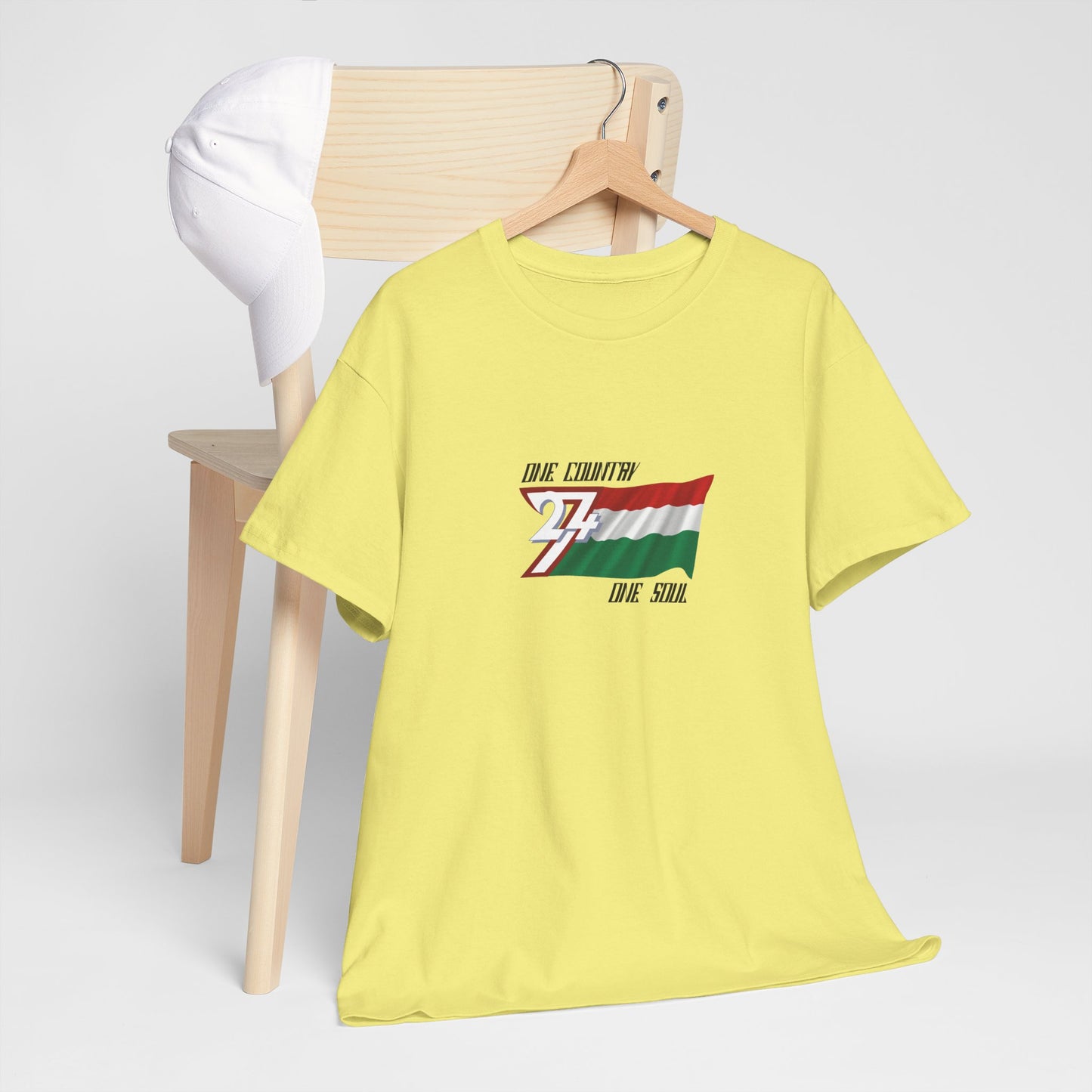 Unique Design 24/7 Hungary Flag Printed Unisex custom T-shirt corn silk