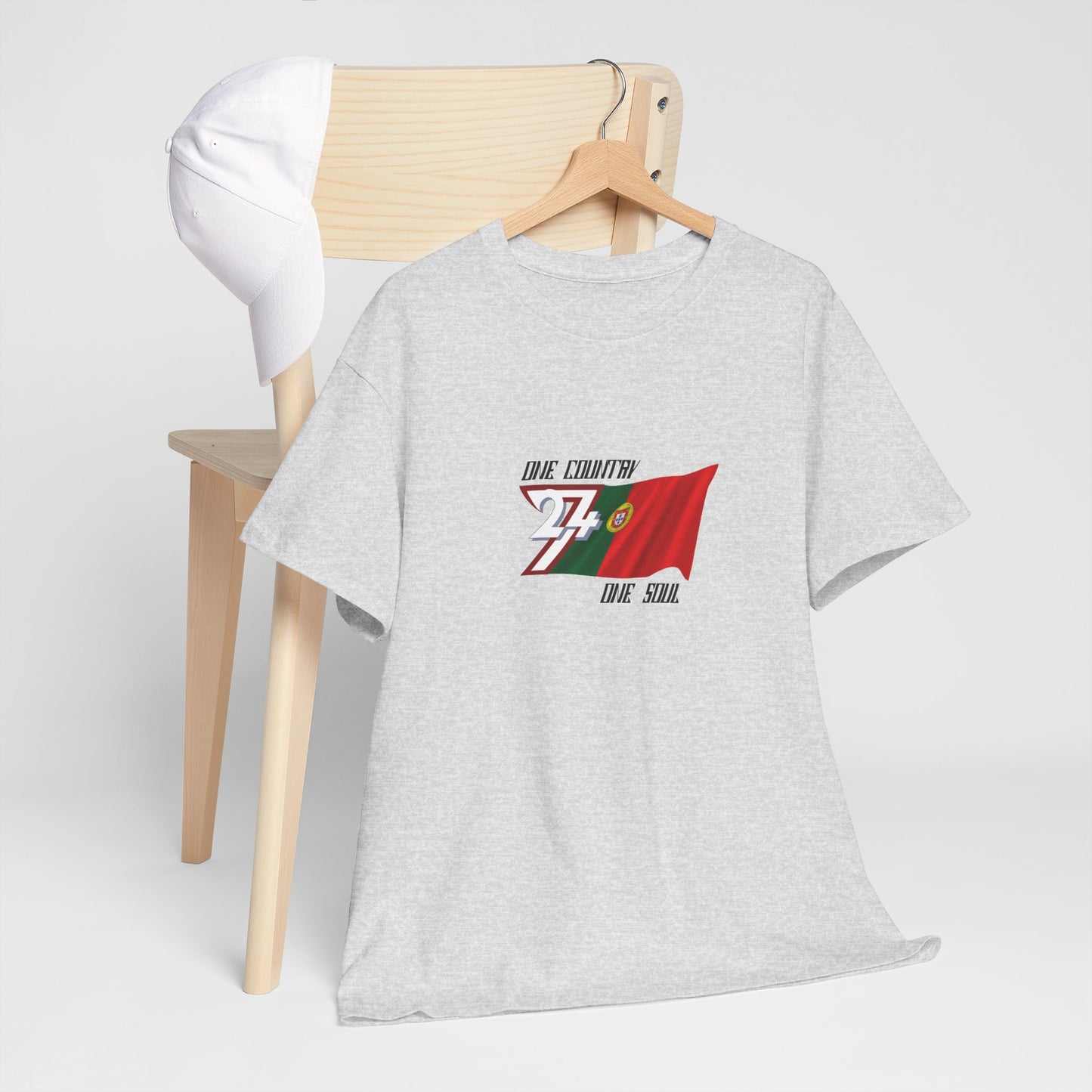 Unique Design 24/7 Portugal Flag Printed Unisex custom T-shirt ash