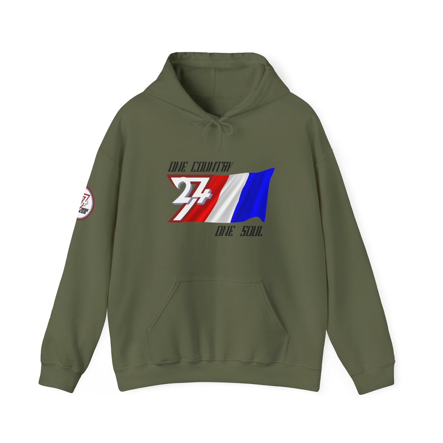 Unique Design 24/7 France Flag Printed Unisex custom Hoodie military green