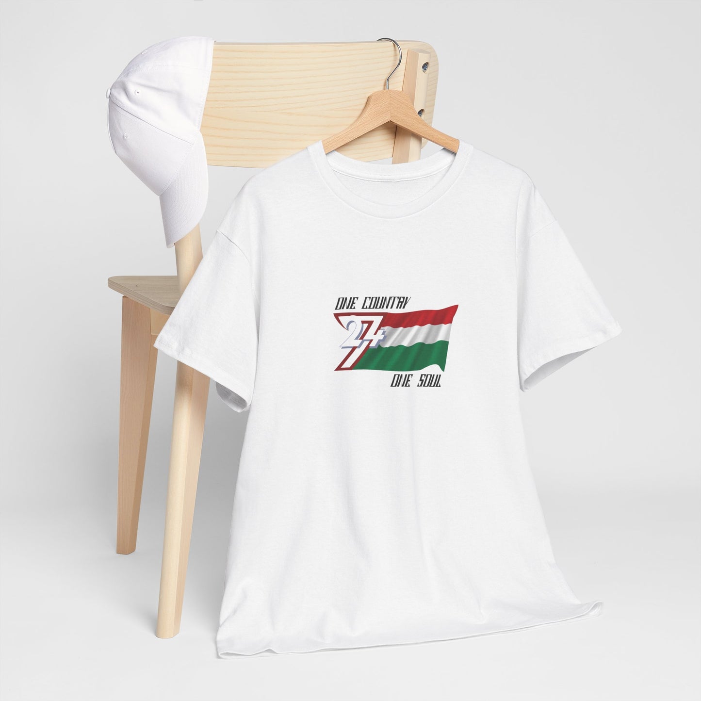 Unique Design 24/7 Hungary Flag Printed Unisex custom T-shirt white