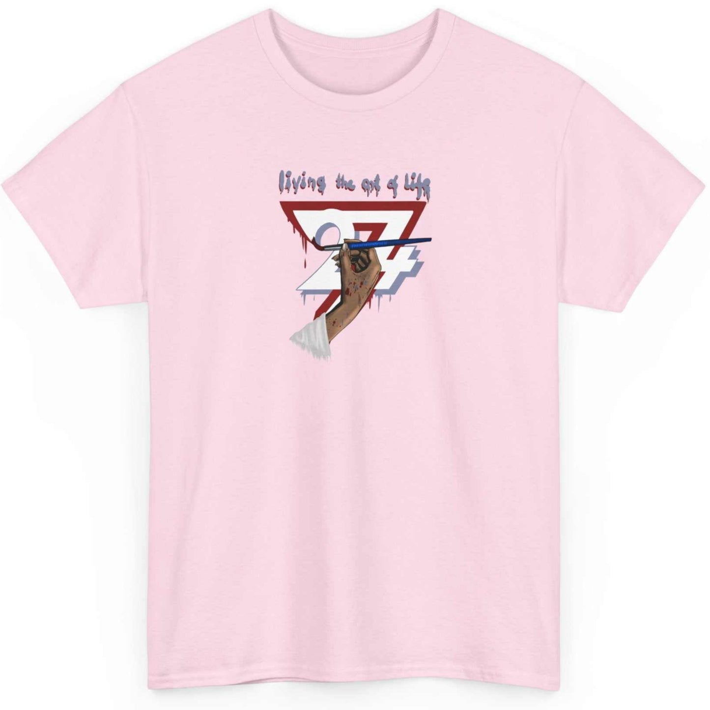 Unique Design Art of Life graphics t-shirt light pink