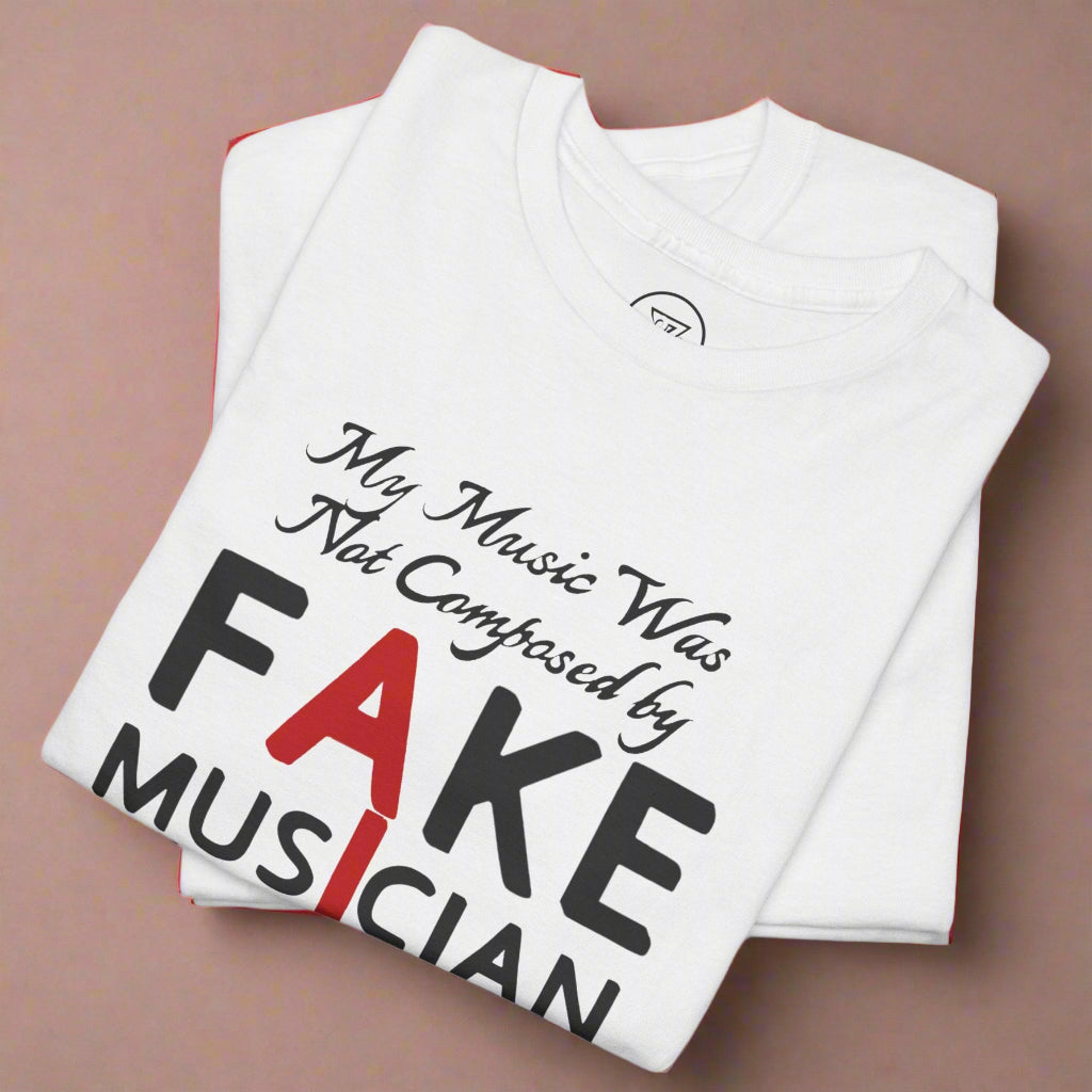 Musician tee AI art t-shirt AI musician t-shirt AI tee by 24/7 Unique Designs folded