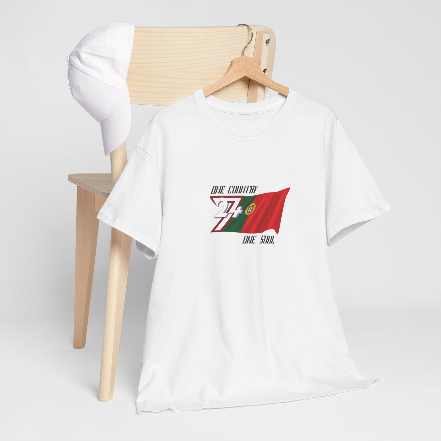 Unique Design 24/7 Portugal Flag Printed Unisex custom T-shirt white