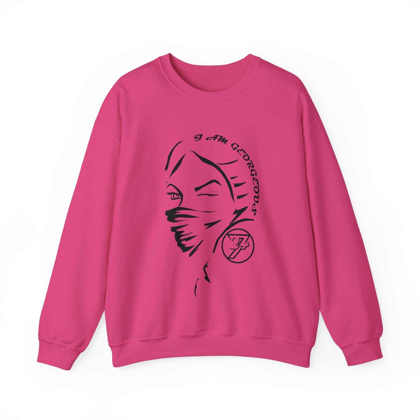 Unique Design Gorgeous Woman Heavy Blend™ Crewneck Sweatshirt heliconia