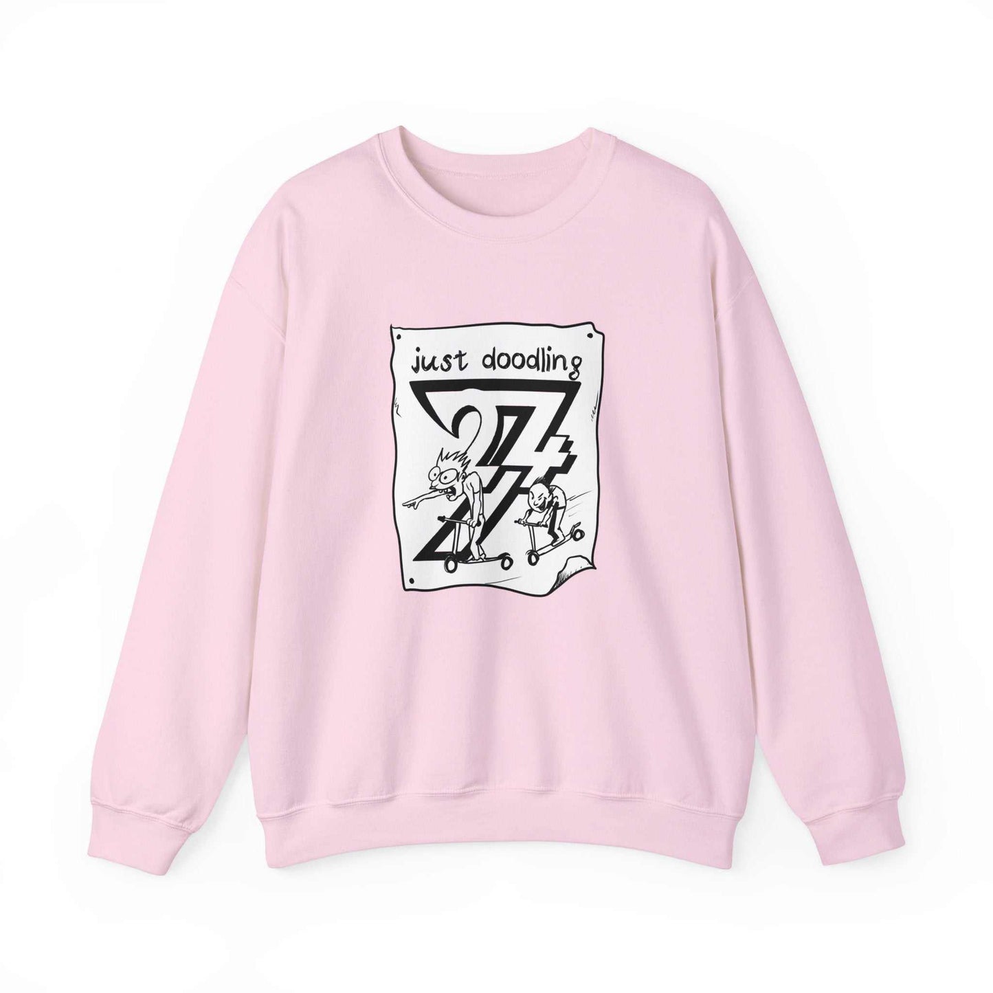 Unique Design Just Doodling Scooter Kids Heavy Blend™ Crewneck Sweatshirt light pink