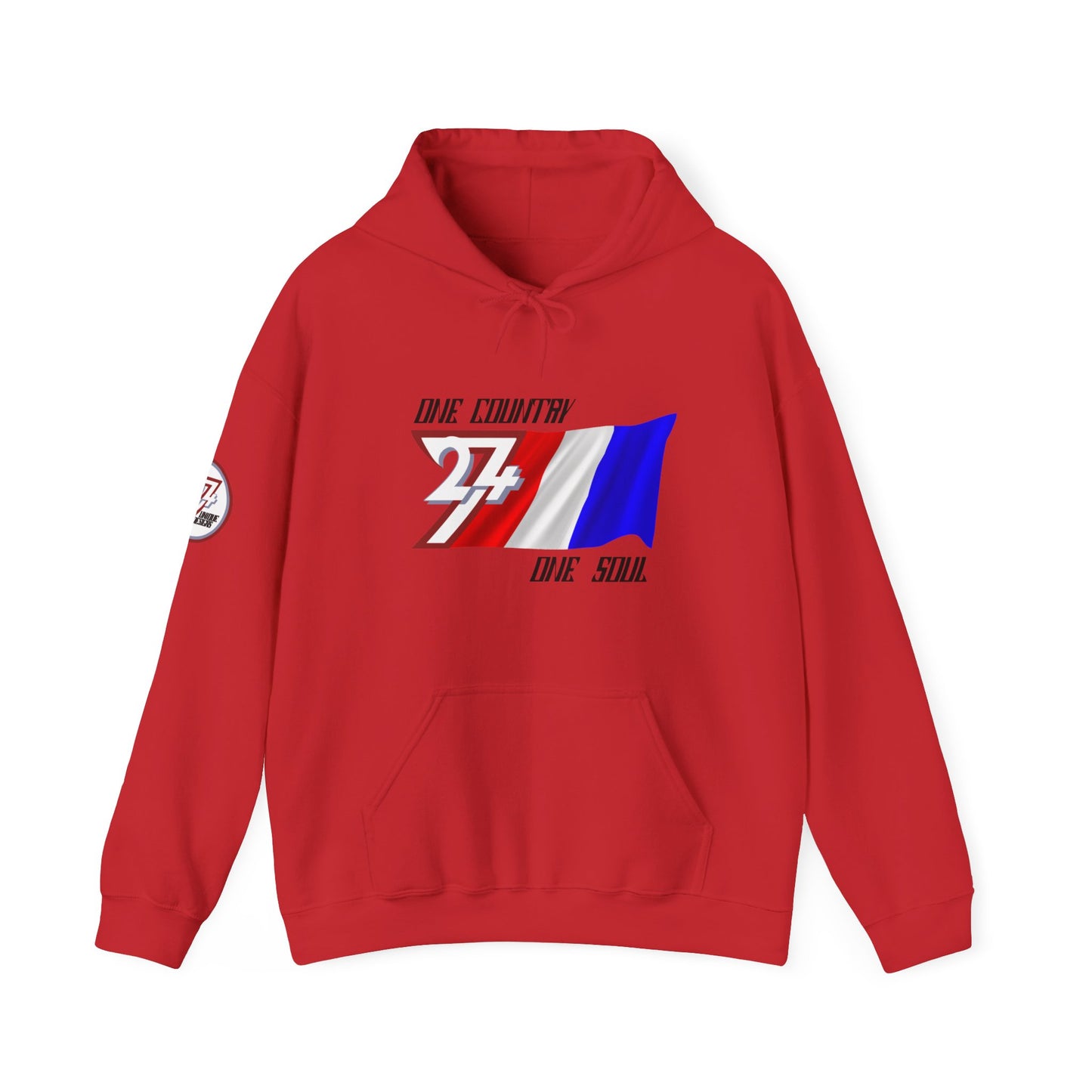 Unique Design 24/7 France Flag Printed Unisex custom Hoodie red