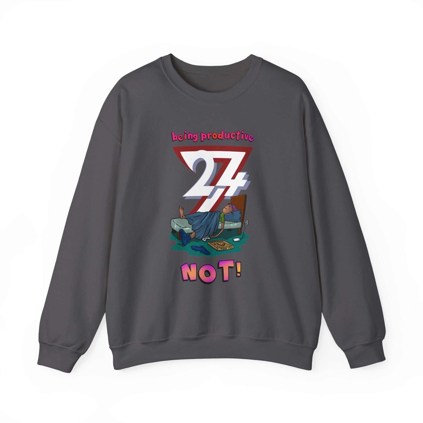 Unique Design Lazy Person Heavy Blend™ Crewneck Sweatshirt charcoal