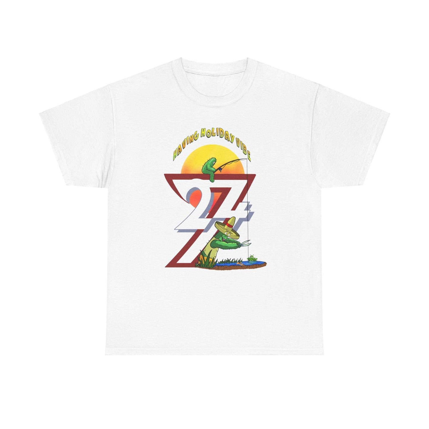 Printed T-shirt - Leonando Fishing Holiday white