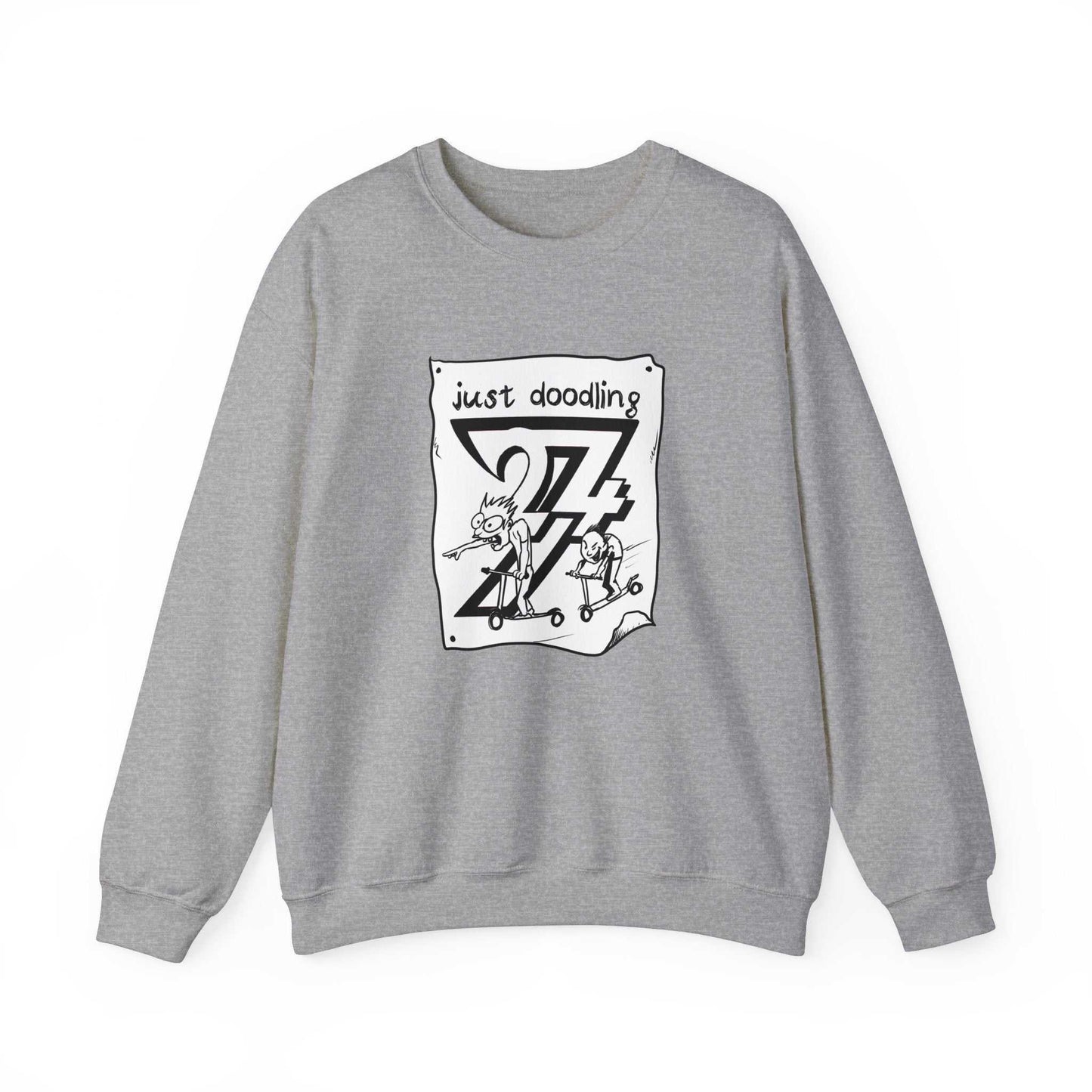 Unique Design Just Doodling Scooter Kids Heavy Blend™ Crewneck Sweatshirt sports grey