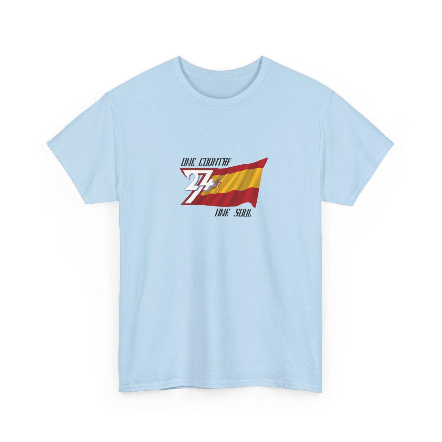 Unique Design 24/7 Spain Flag Printed Unisex custom T-shirt light blue
