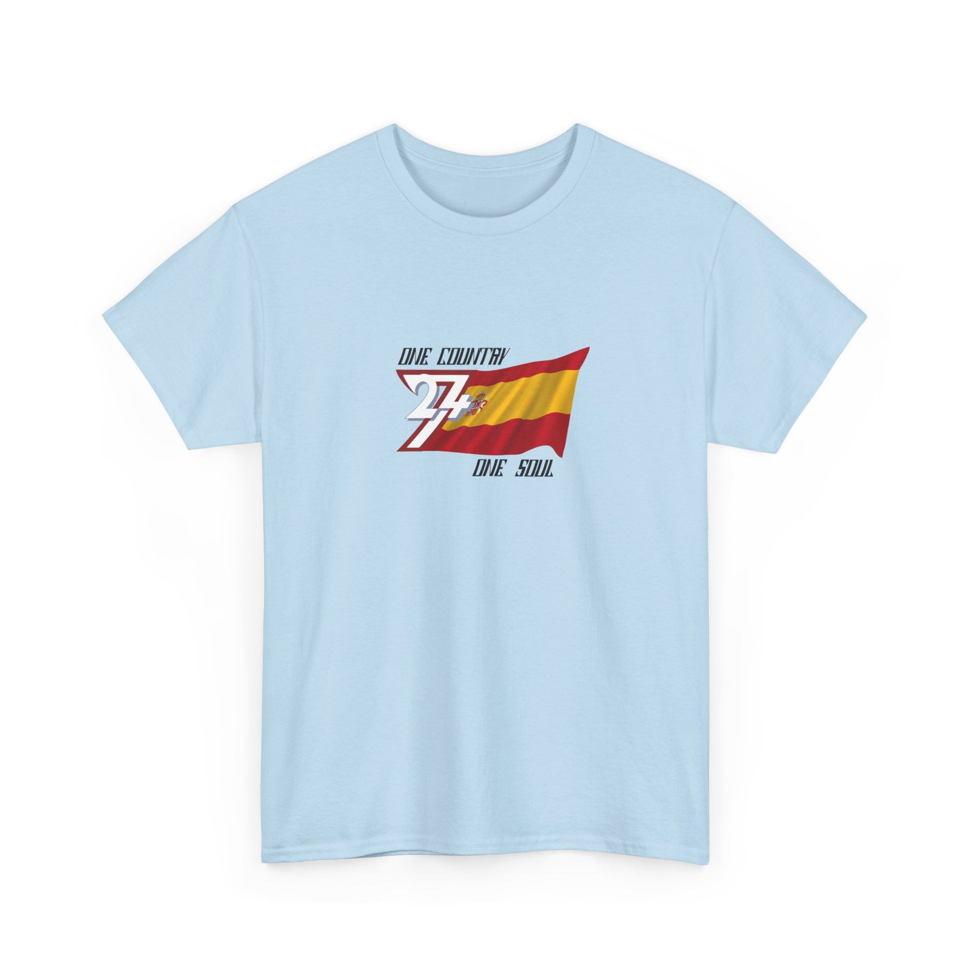 Unique Design 24/7 Spain Flag Printed Unisex custom T-shirt light blue