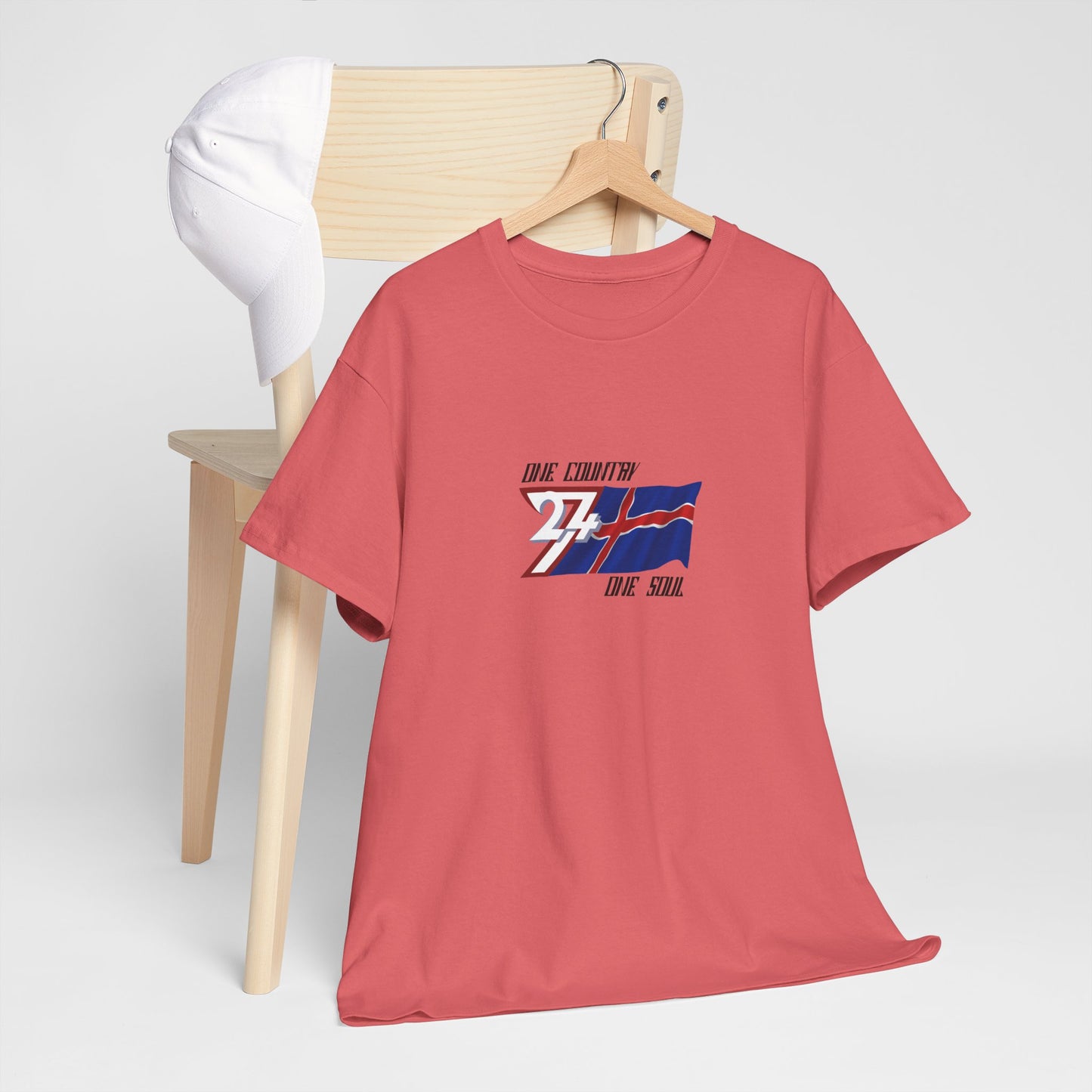 Unique Design 24/7 Iceland Flag Printed Unisex custom T-shirt coral silk