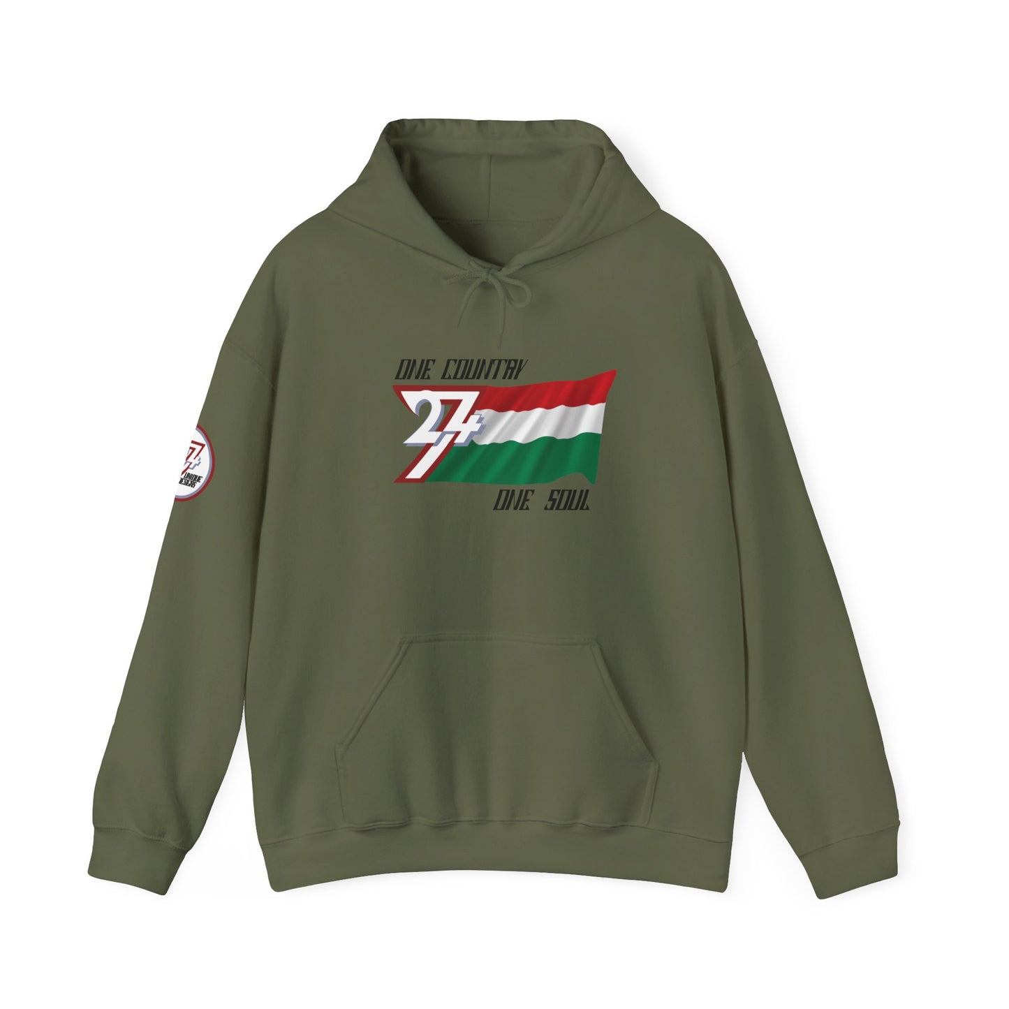 Unique Design 24/7 Hungary Flag Printed Unisex custom Hoodie military green