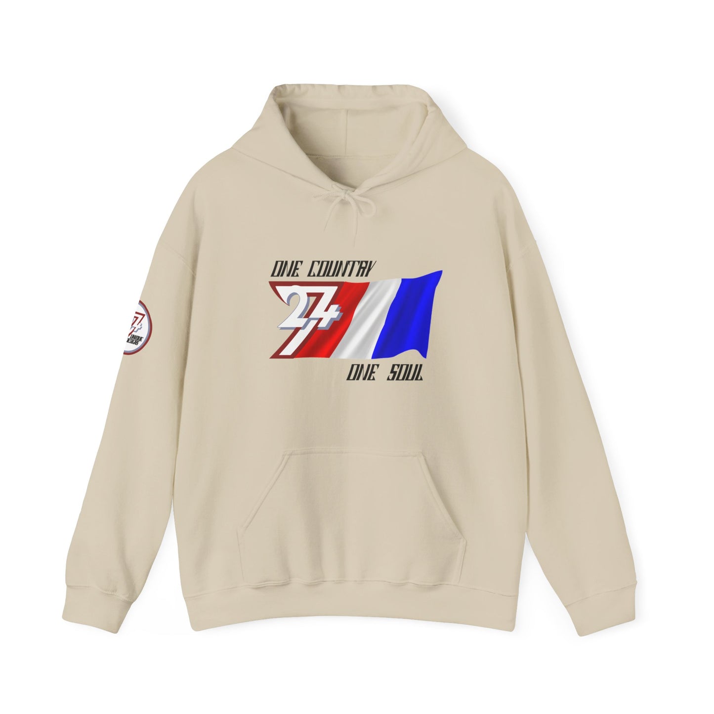 Unique Design 24/7 France Flag Printed Unisex custom Hoodie sand