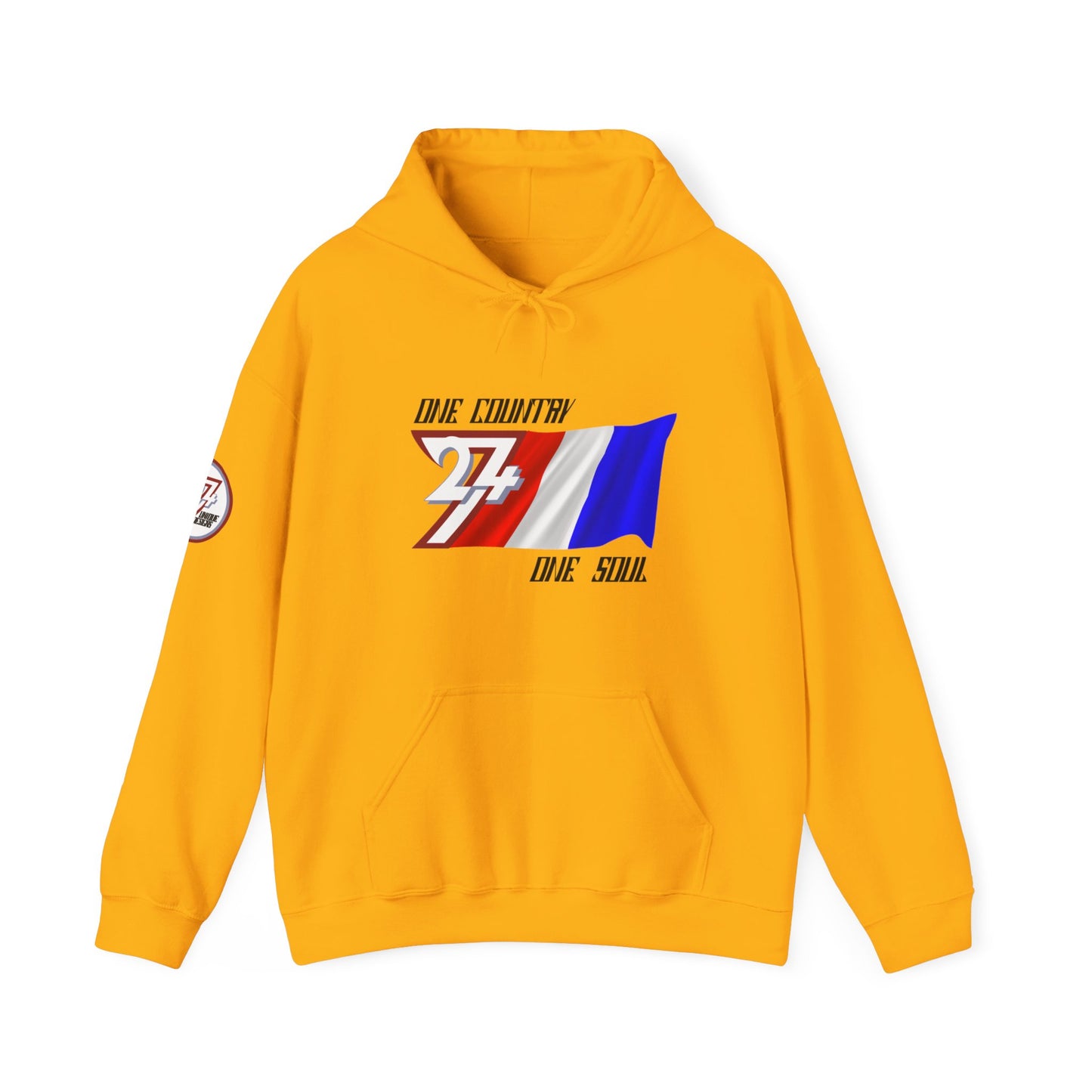 Unique Design 24/7 France Flag Printed Unisex custom Hoodie gold