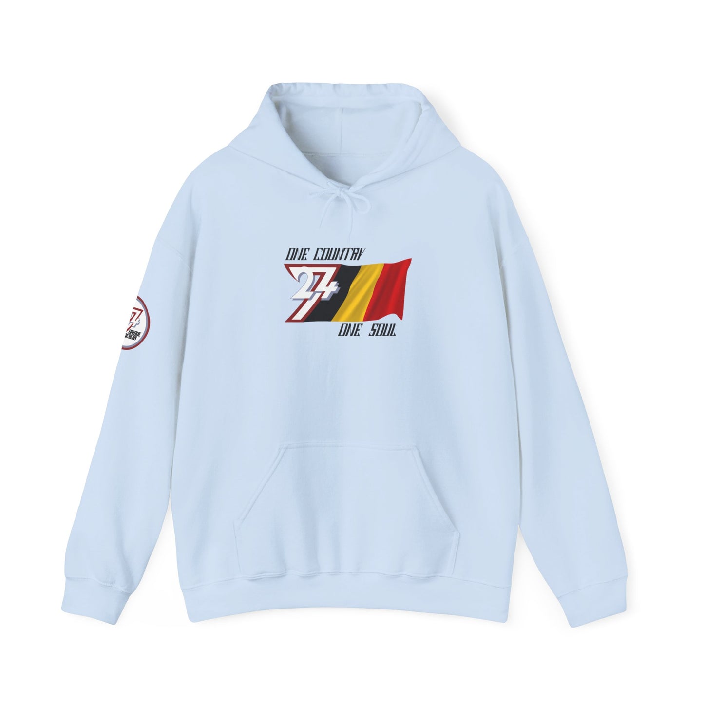 Unique Design 24/7 Belgium Flag Printed Unisex custom Hoodie light blue