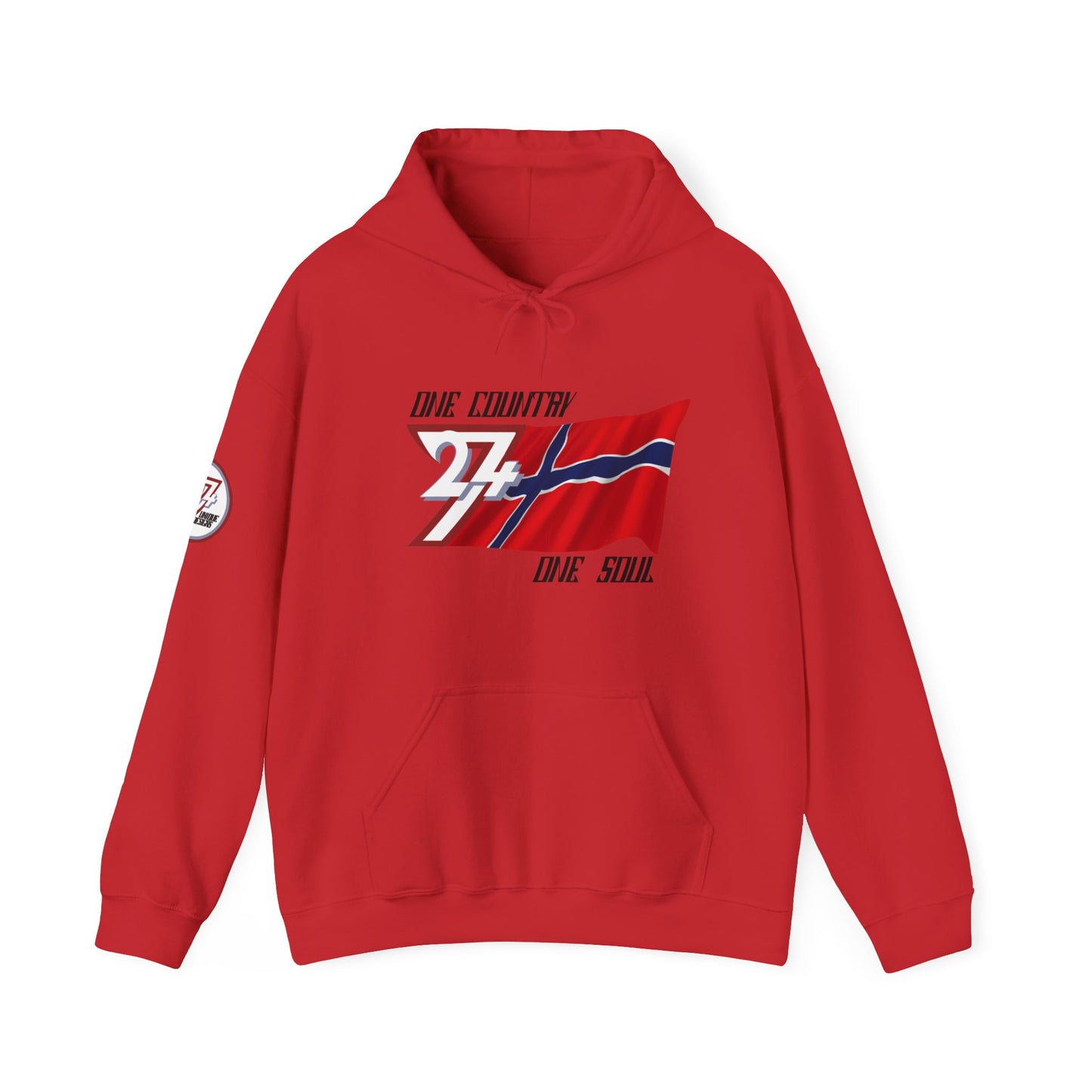 Unique Design 24/7 Norway Flag Printed Unisex custom Hoodie red