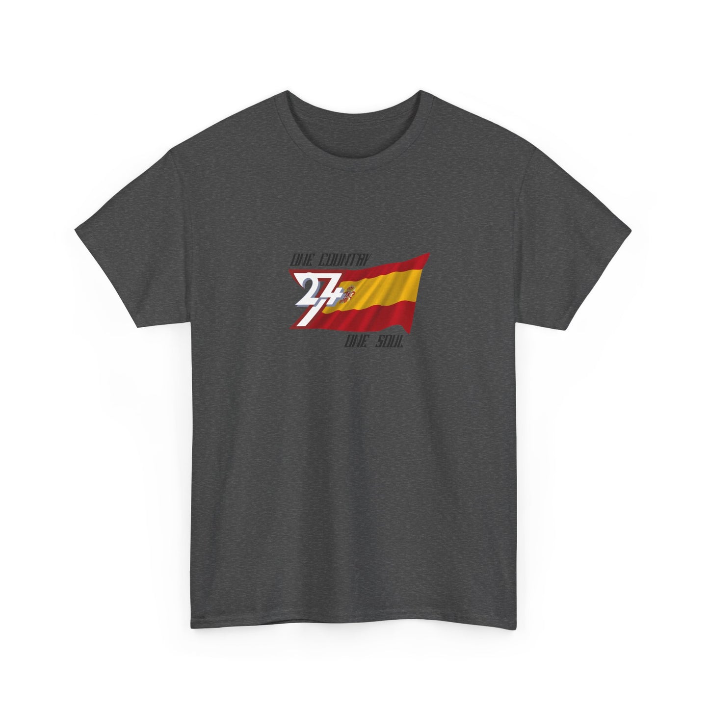 Unique Design 24/7 Spain Flag Printed Unisex custom T-shirt dark heather