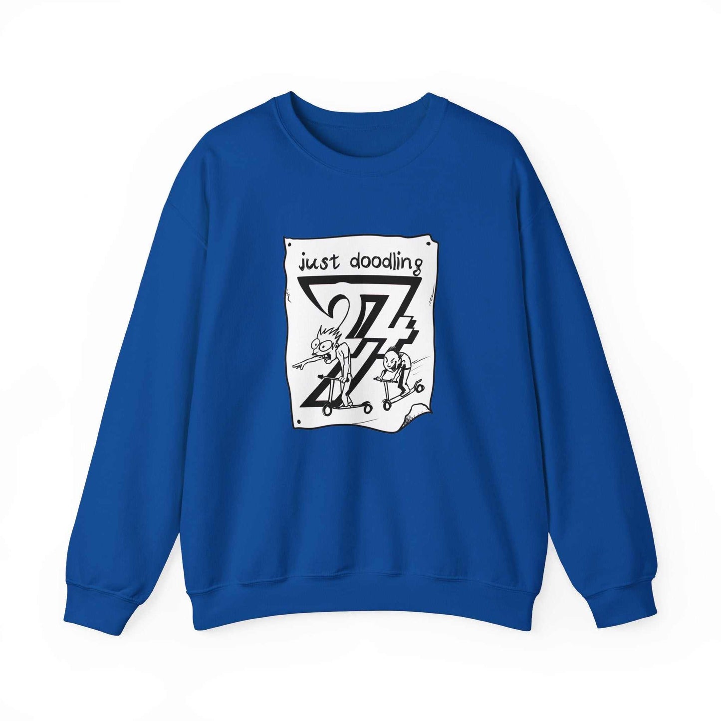 Unique Design Just Doodling Scooter Kids Heavy Blend™ Crewneck Sweatshirt royal