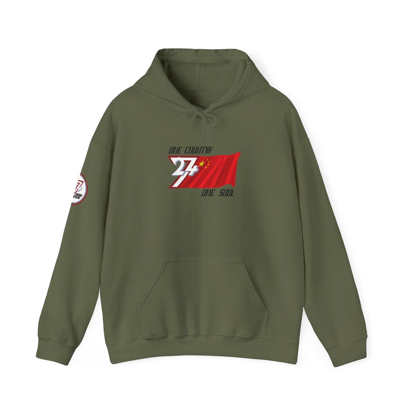 Unique Design China Flag custom hoodie military green