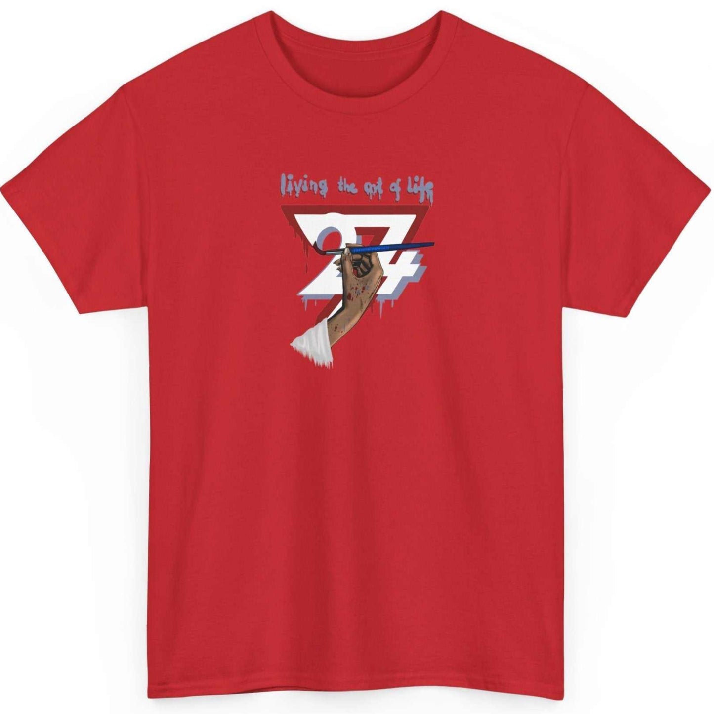Unique Design Art of Life graphics t-shirt red