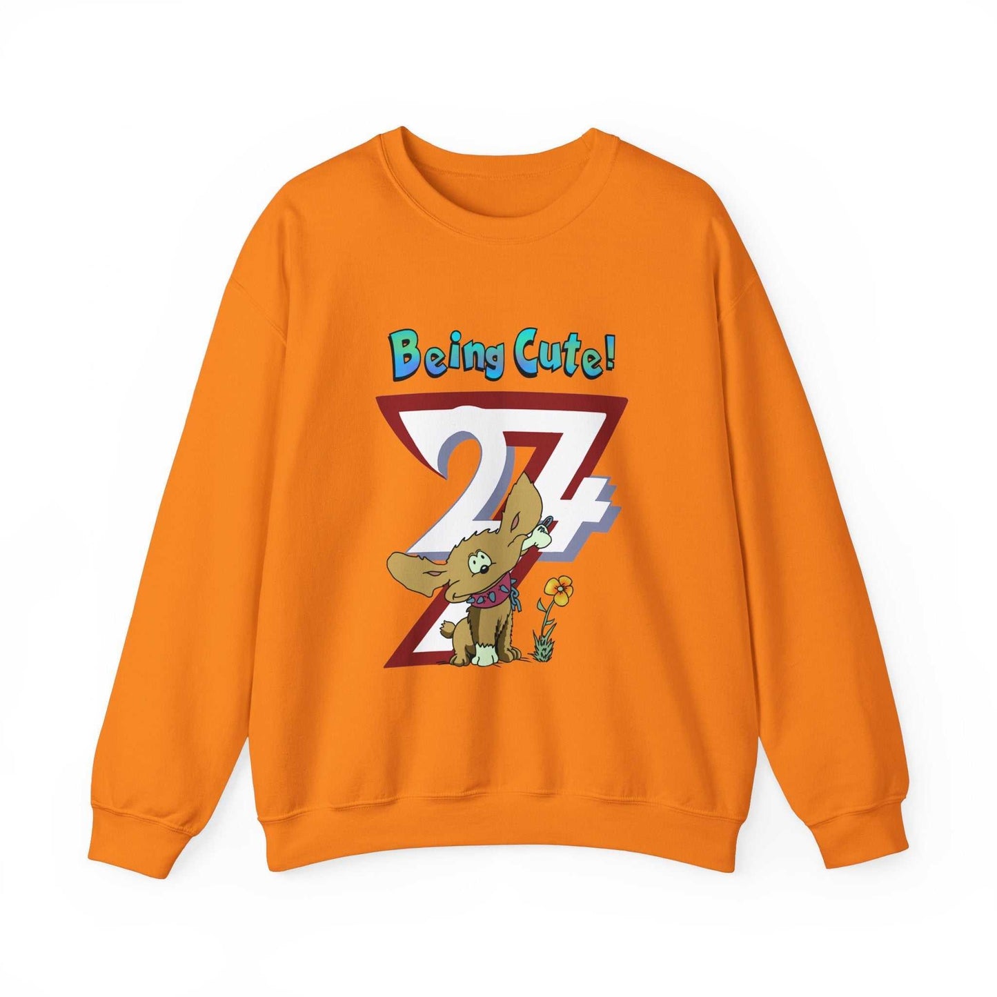Unique Design Being Cute Doggy Heavy Blend™ Crewneck Sweatshirt orange