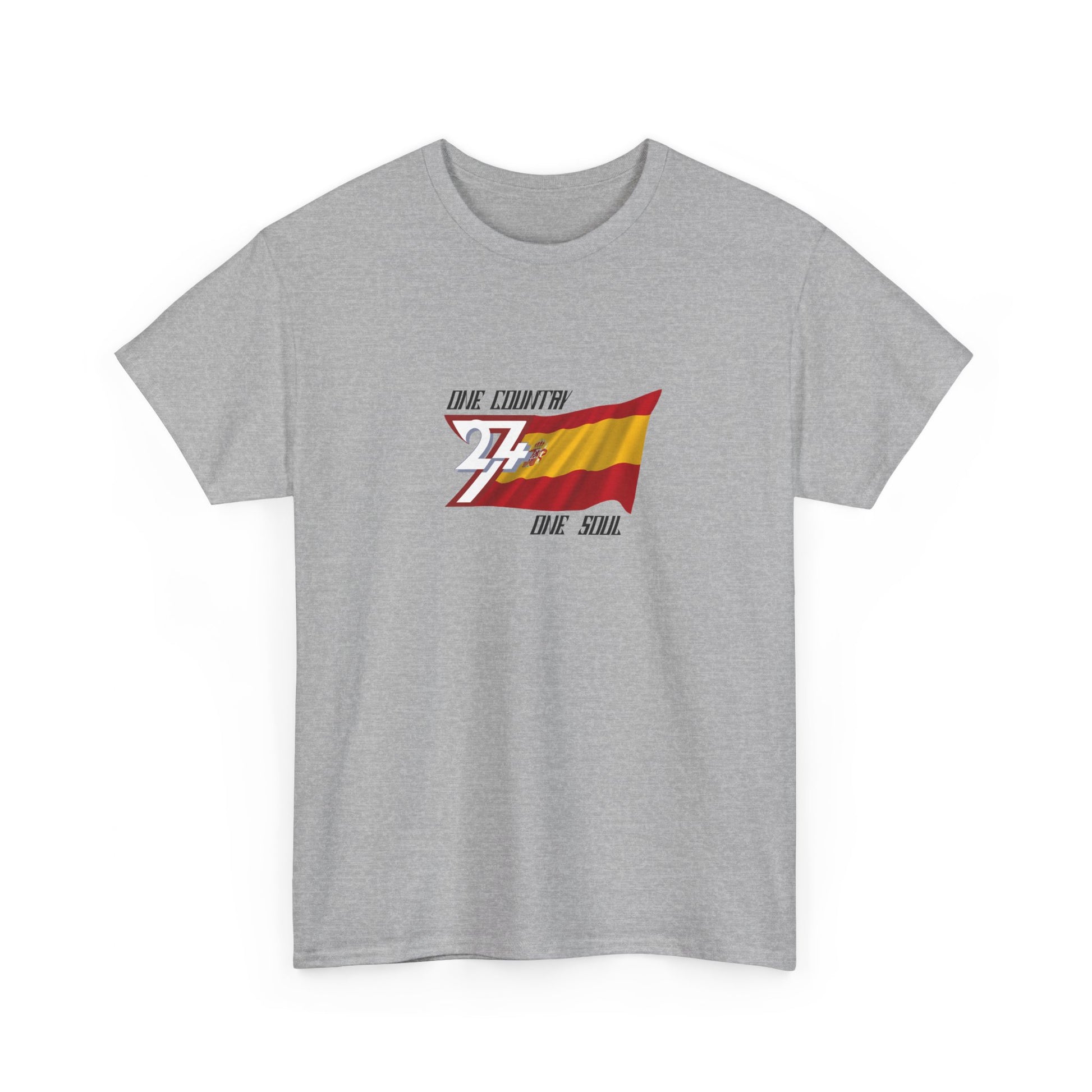 Unique Design 24/7 Spain Flag Printed Unisex custom T-shirt sport grey