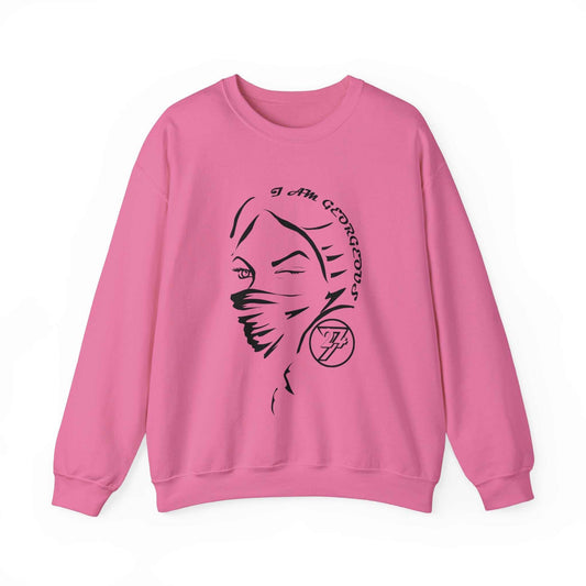 Unique Design Gorgeous Woman Heavy Blend™ Crewneck Sweatshirt safety pink