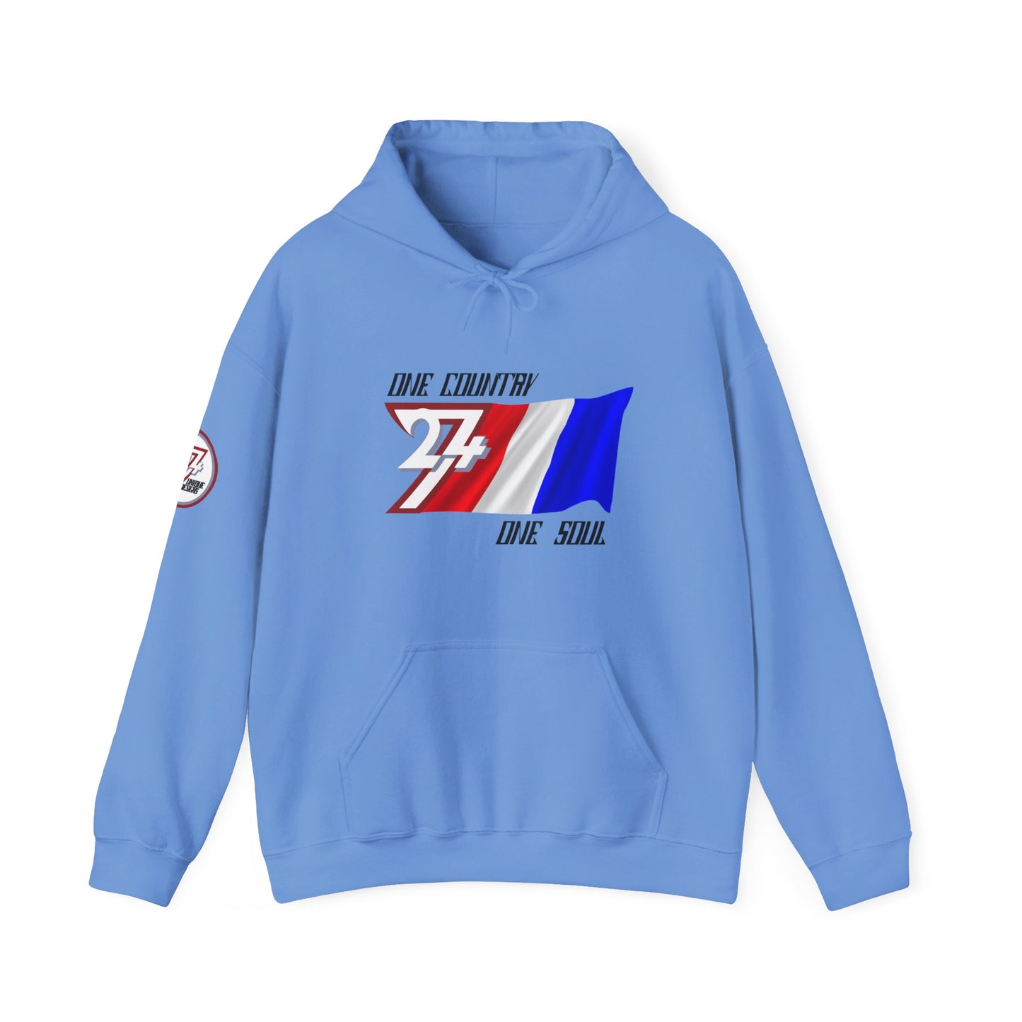 Unique Design 24/7 France Flag Printed Unisex custom Hoodie carolina blue