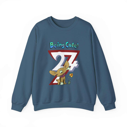 Unique Design Being Cute Doggy Heavy Blend™ Crewneck Sweatshirt indigo blue